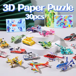 GeeToy 30 Pcs Puzzle Kertas 3D DIY Menyenangkan Puzzle Jigsaw Rakitan Kartun Buatan Tangan Mainan Edukatif Untuk Hadiah Anak-anak