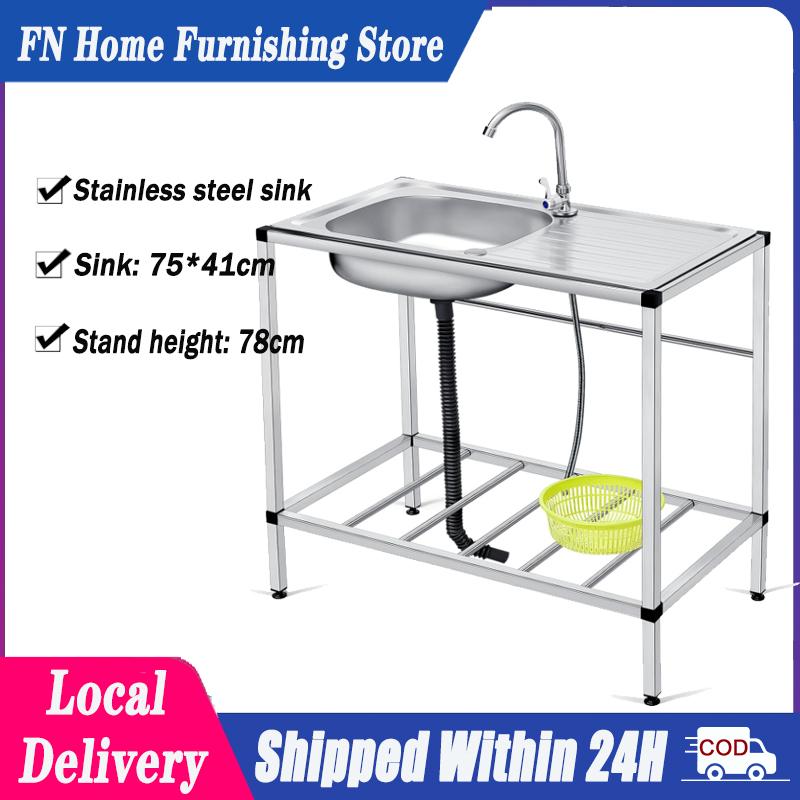 Stainless Steel Kitchen Sink Portable Countertop Lababo Set with ...