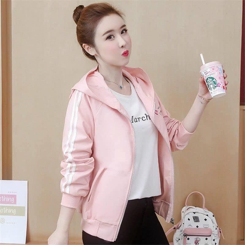 Product Introduction of Áo khoác dù 2 lớp - có nón phối tai nhỏ - chống nắng - In chữ đơn giản Nữ Women Jacket Top Jean 15