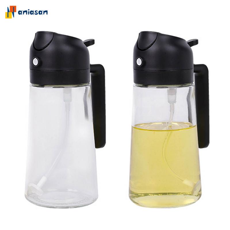 Bình Xịt Dầu, Bình Đổ Dầu Miệng Rộng, Thiết Kế 2 Trong 1 (Aniasan), Bình Xịt Dầu, Thích Hợp Cho Chiên Nước, Salad, Được Làm Bằng Thủy Tinh Không Chứa BPA, Dụng Cụ Nhà Bếp 1