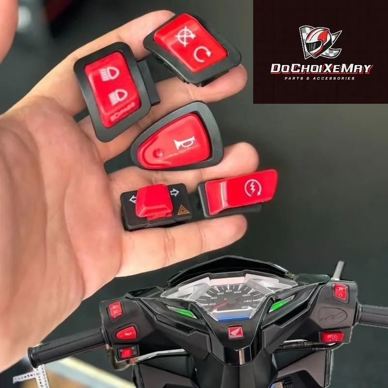 Combo 3-5 nút công tắt đỏ tay ga Honda ( SH AB Vision Click Vario ) Nút đề, tắt mở máy , pha cos passing , xinhan , kèn