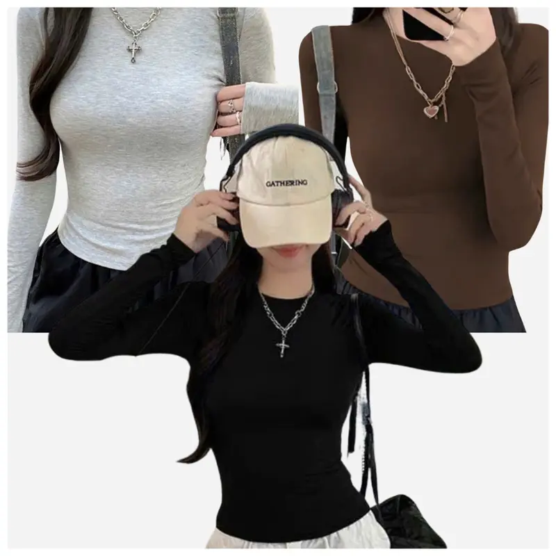 Combo 3 áo thun nữ CỔ TRÒN vải thun coton lụa mịn mát co giãn bốn chiều freesize - Top, Women 6