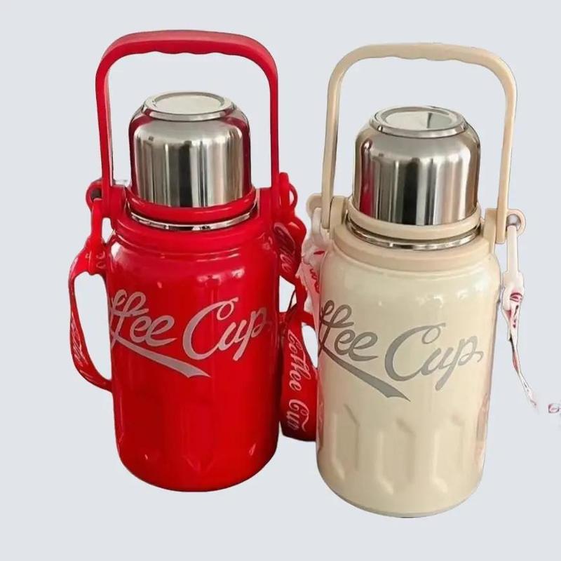  Bình nước giữ nhiệt Coffe Cup inox 316 dung tích 800ml loại 1 tặng kèm dây đeo nắp thay cốc   Giao Màu ngẫu nhiên  