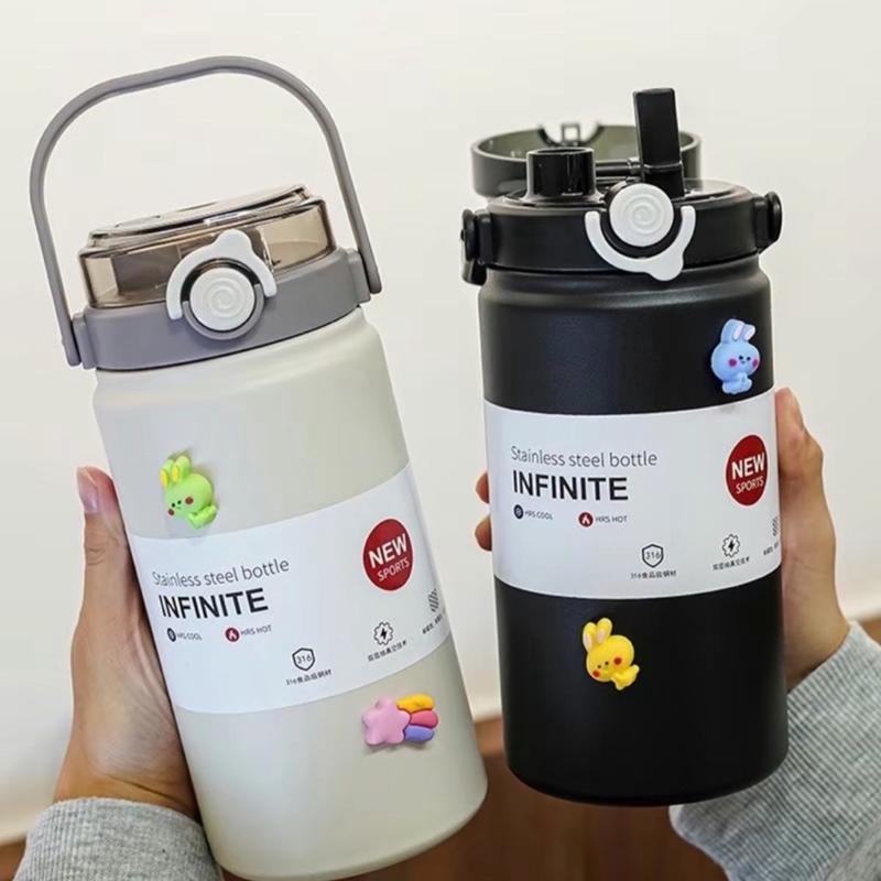 Bình Giữ Nhiệt 1200 ML Ly Giữ Nhiệt 1000 ML Chất Liệu Inox Giữ Nhiệt Nóng Lạnh Tặng Kèm Sticker 3D