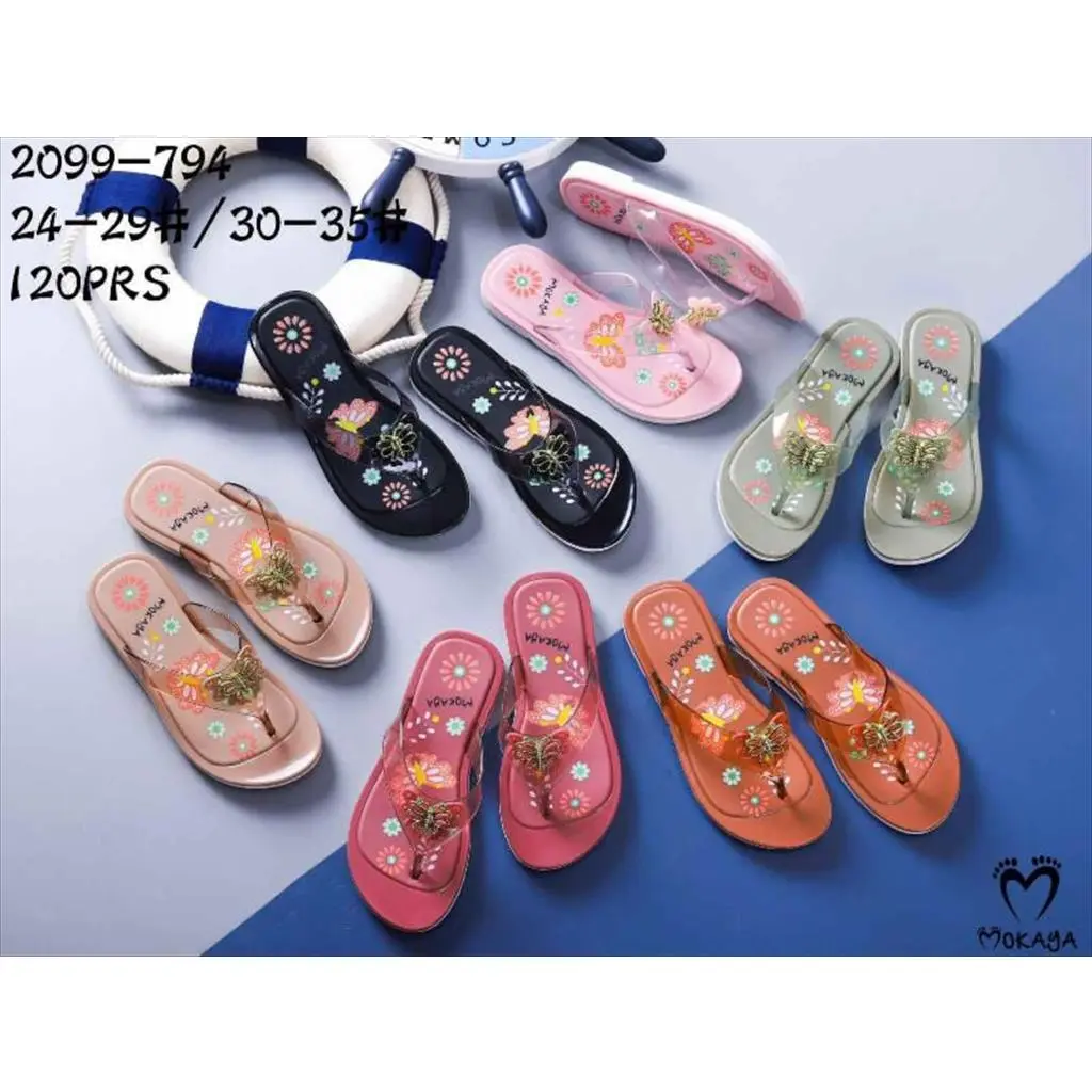 (2099-794) Sandal Jepit Jelly Anak Cewek Tali Transparant Motif Pretty Butterfly Super Cantik Mewah Kekinian Import Mokaya / Size 30-35