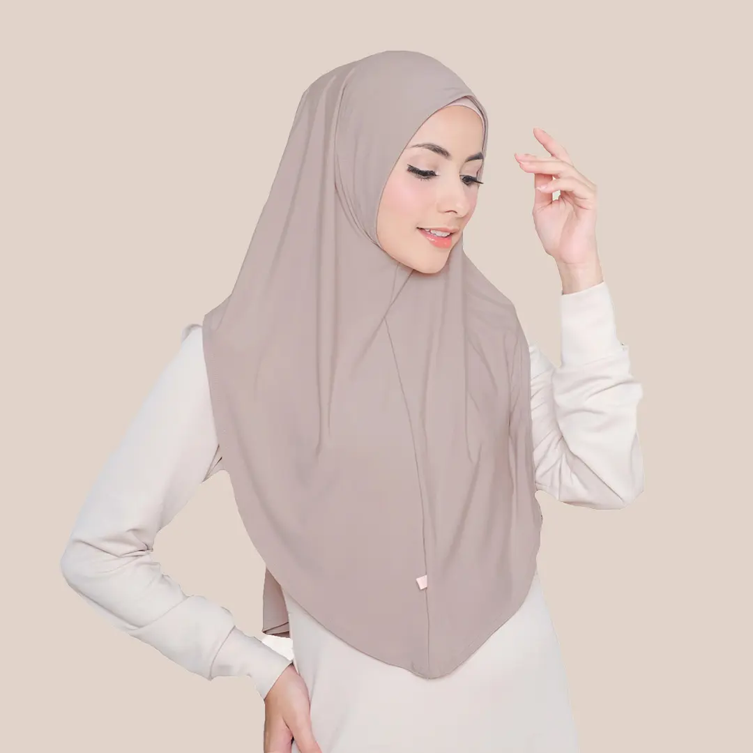 Pinkish Official - Naya Instan ( Hijab Bahan Korean Jersey) Cantik Soft Pad Layer Bergo Panjang Stretch Muslim Kerudung Nyaman