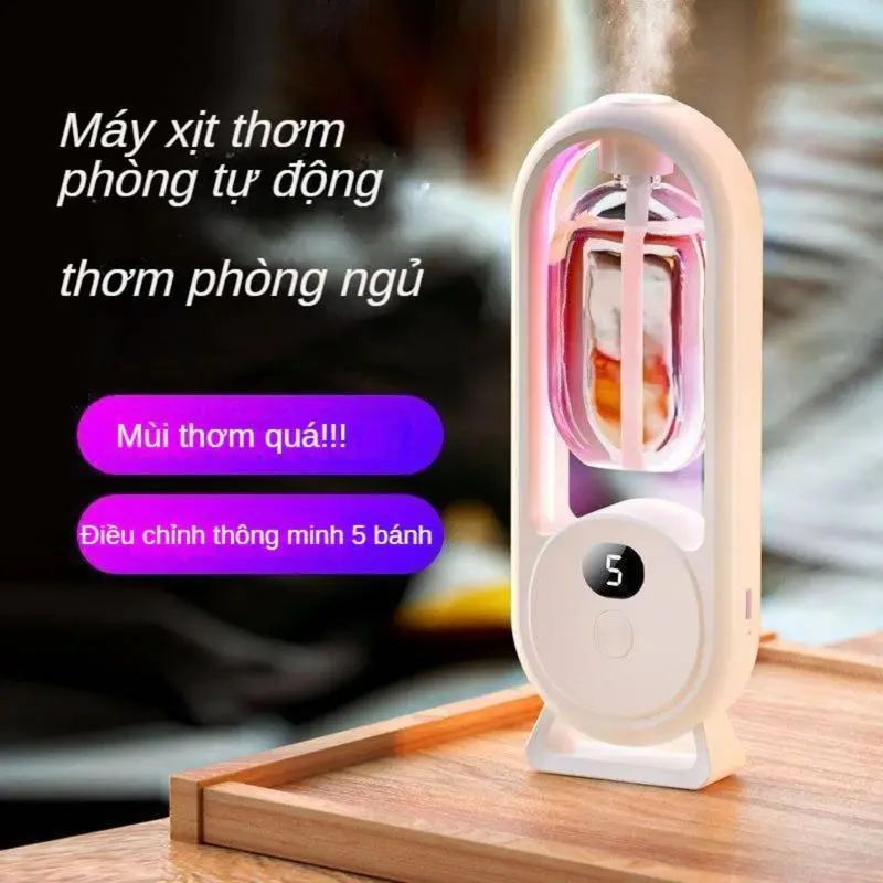 【HOT】Máy Xịt Thơm Phòng Tự Động,5 Mùi Hương Thiên Nhiên,Hiển Thị % Pin,Pin Sạc Phun Tinh Dầu,nước hoa,Khử mùi,máy xông tinh dầu phòng ngủ Phun Sương Tạo Độ Ẩm Máy Khuếch Tán Tinh Dầu 1