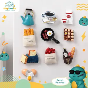 MAGNET TEMPELAN KULKAS LUCU MOTIF MAKANAN BREAKFAST PREMIUM REALISTIS