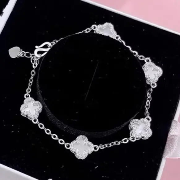 Lắc tay viền đá 8li nhiều màu 5 đá xà cứ SolSilver