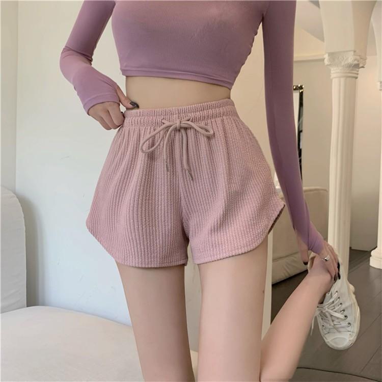 Product Introduction of Women's shorts, waffle style new summer high waisted plus size shorts, internet famous fitness shorts, loose casual pants 24