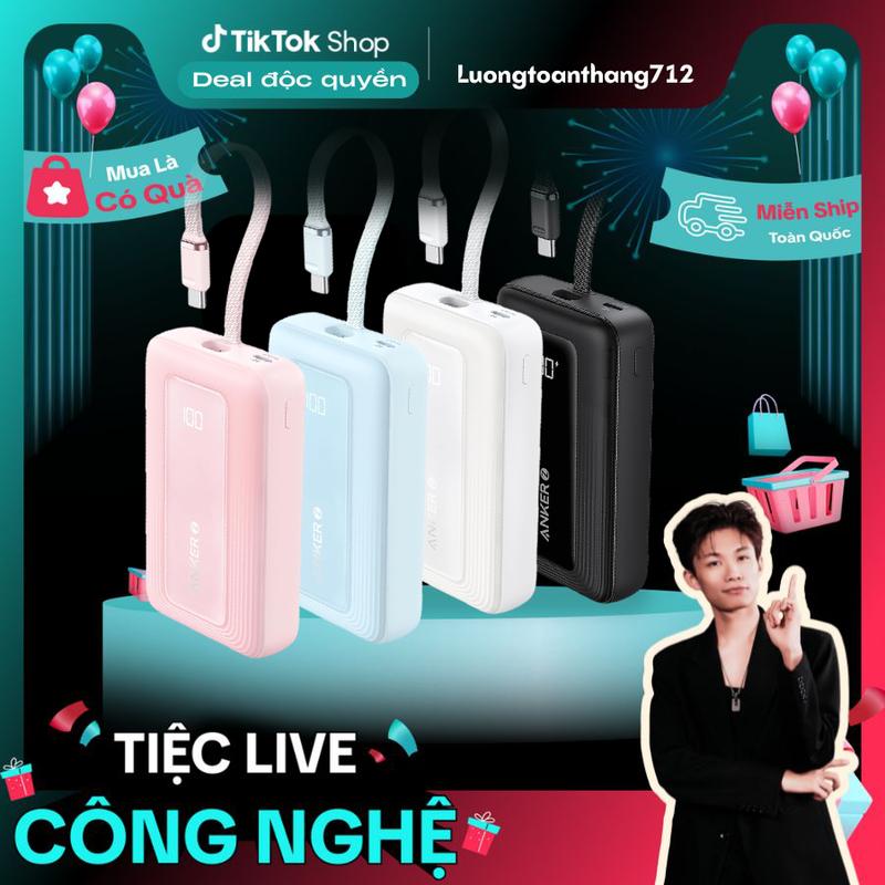 [Anker x Lương Toàn Thắng] Pin sạc dự phòng ANKER Zolo 10kmAh/20kmAh | Sạc nhanh 30W | Tích hợp dây cáp USB-C hai chiều - A1688/9