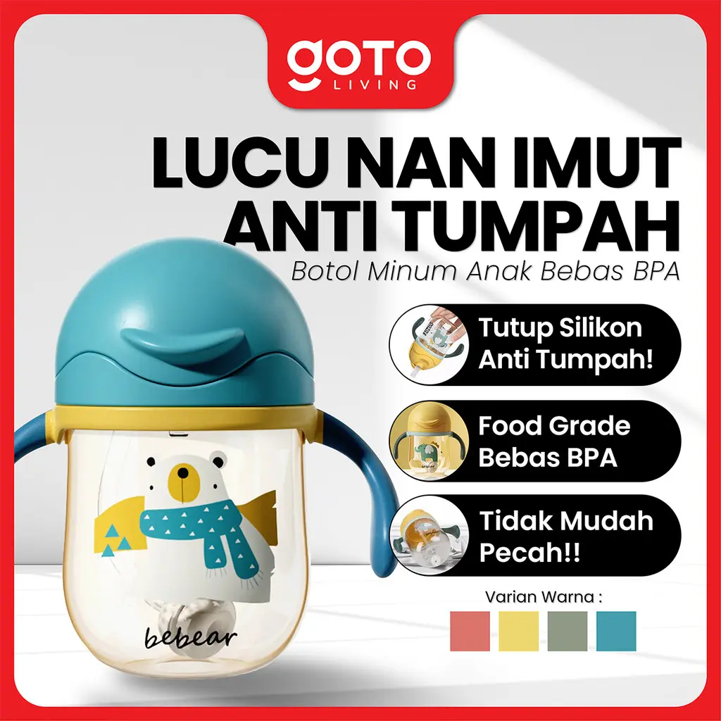 (Special Offer) Goto [COD] Pingui Botol Minum Bayi Sedotan Lucu Anak Training Cup Baby Viral