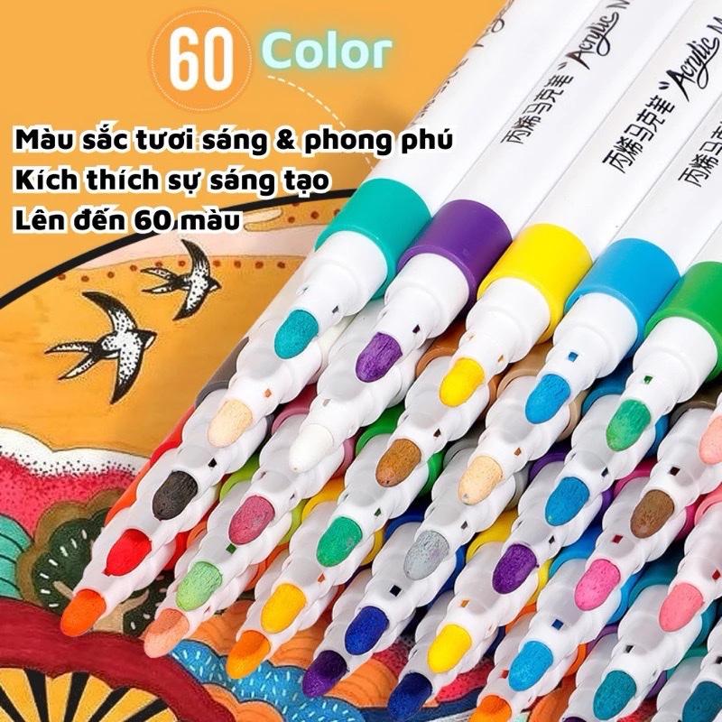 Product Introduction of Hộp 60 Bút Màu Acrylic Marke Cao Cấp Chống Nước Màu Sắc Tươi Sáng - Bút Lông Vẽ Trên Nhiều Chất Liệu 39