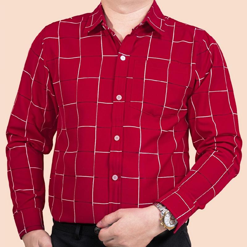 Áo Sơ Mi Nam Caro Dài Tay Lụa Hàn Chống Nhăn Menswear Nam Có Cổ