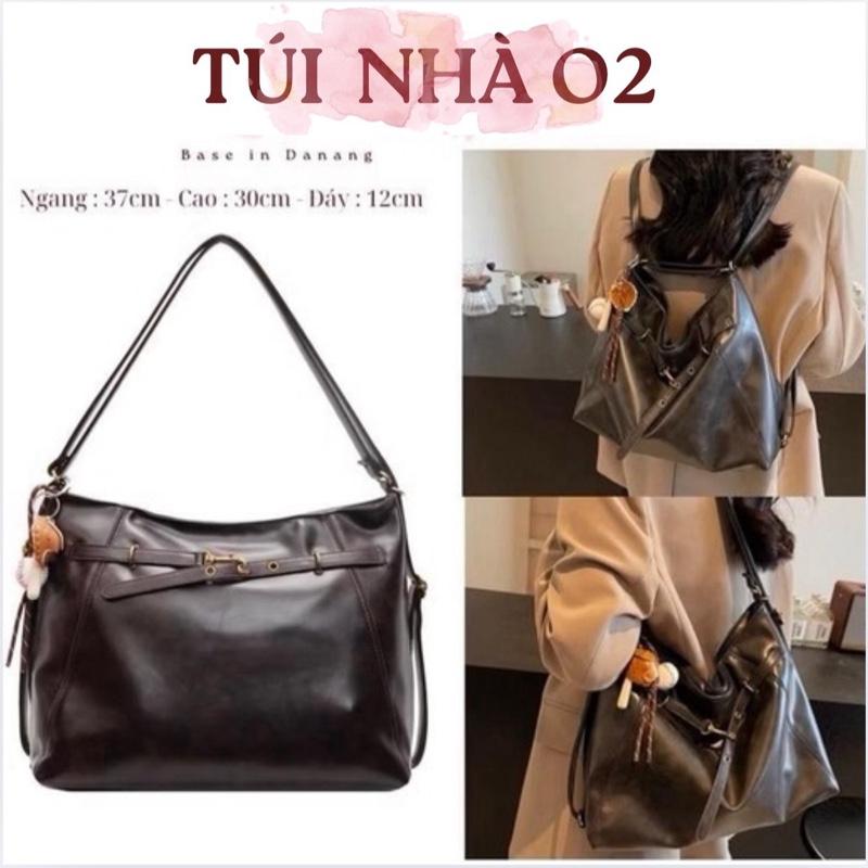 Da 3Lớp Balo 3IN1 Nam Nữ đeo chéo đeo vai vừa lap14inch chất da loang. Nữ Bag Da Nam - TÚI NHÀ O2