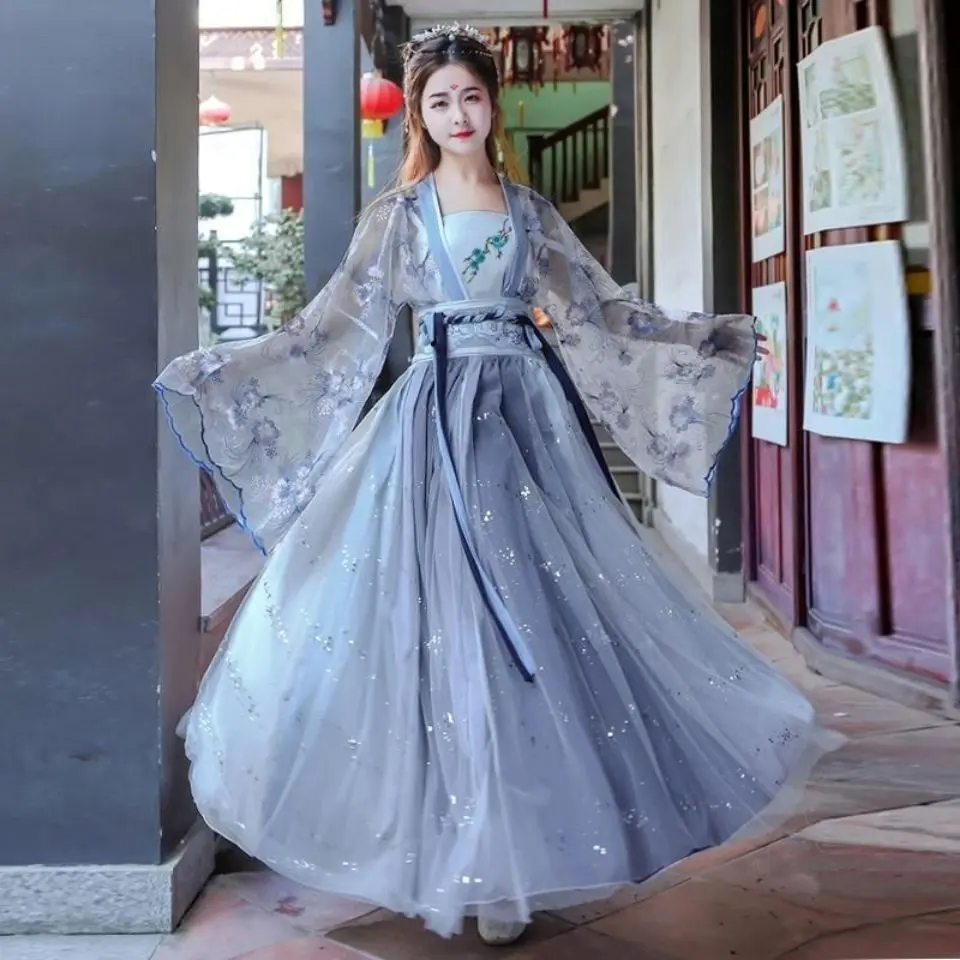 Trang Phục Hán Phục Cổ Trang Siêu Thanh Lịch, Hoa Thần Fu Waist Skirt, Thích Hợp Cho Học Sinh, Sử Dụng Hàng Ngày, Phong Cách Cổ Trang Độc Đoán, Hàng Mới Về