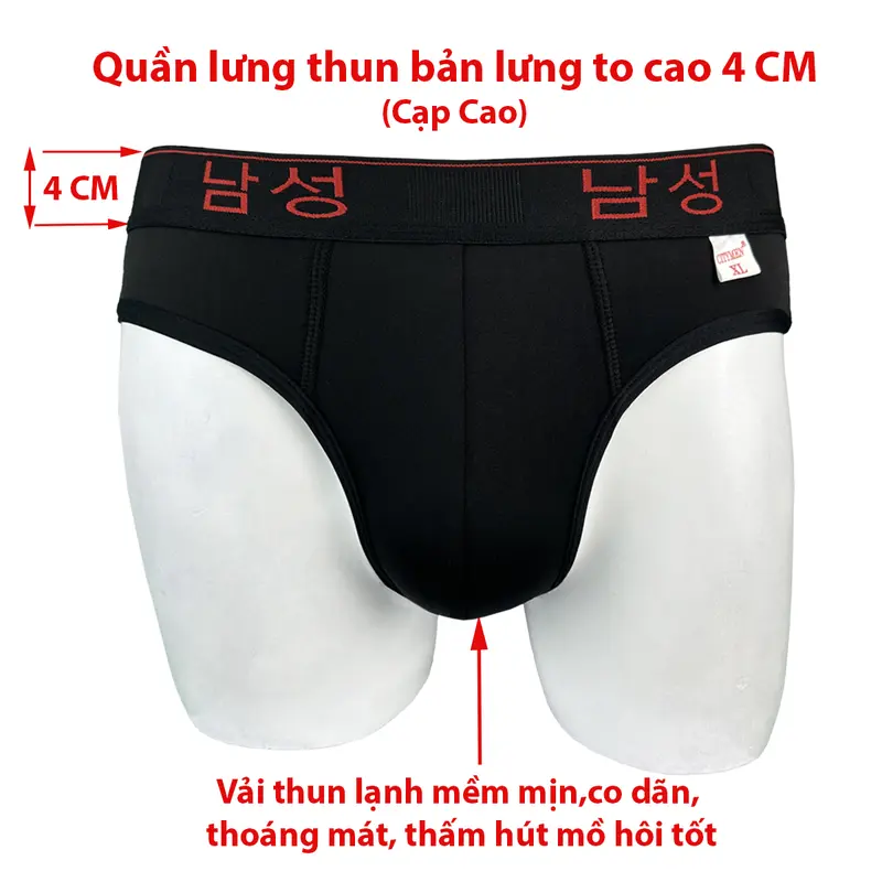 Combo 3-4-5-6-8-10 quần sịp nam Hàn Quốc thun lạnh, quần lót nam cạp cao 4cm, quần xì nam co dãn 4 chiều, Đồ lót nam Menswear thấm hút tốt Boxer Quần Boxer 3