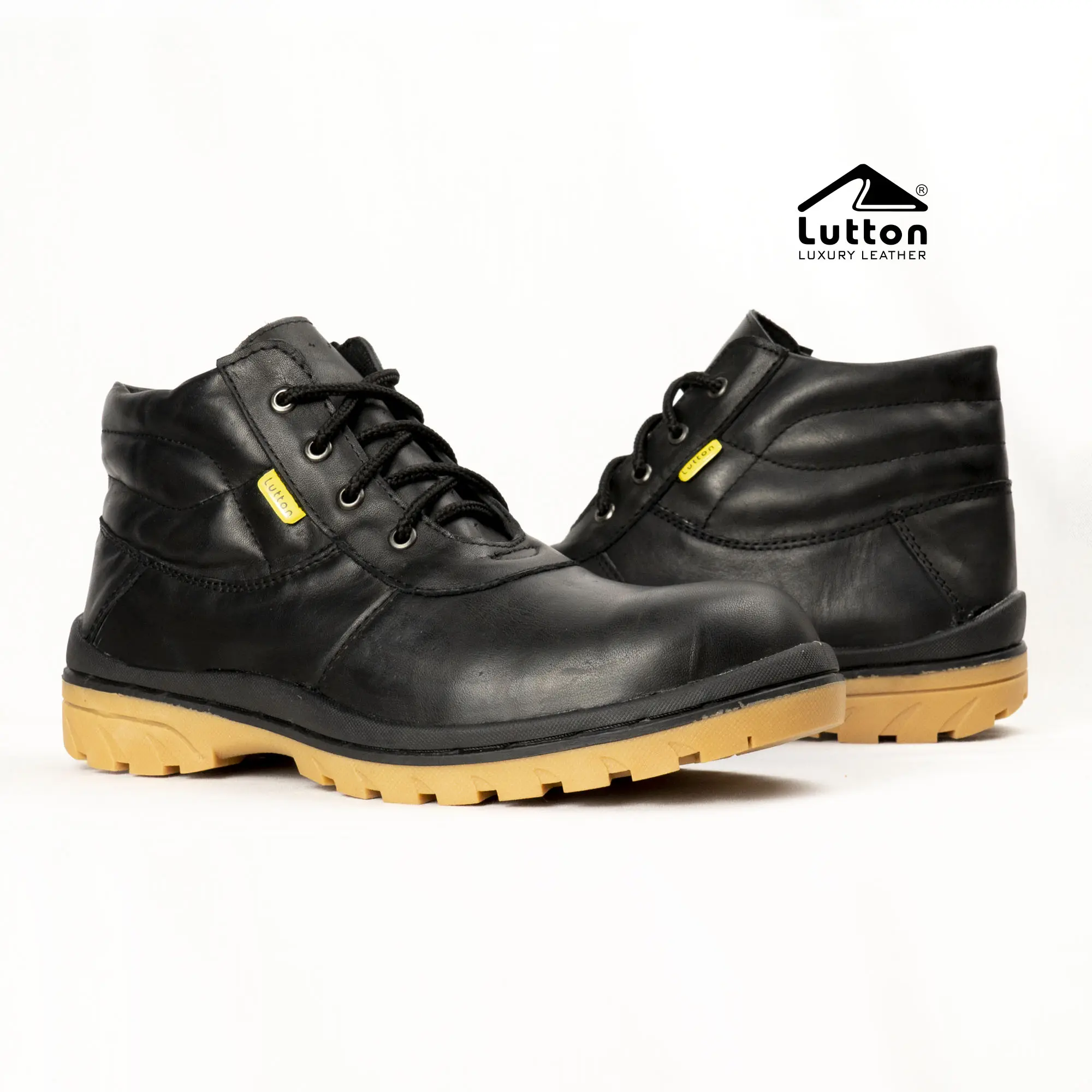 SEPATU SAFETY PRIA BOOT KULIT ASLI - BOOT KULIT TALI Karet Boots Shoes