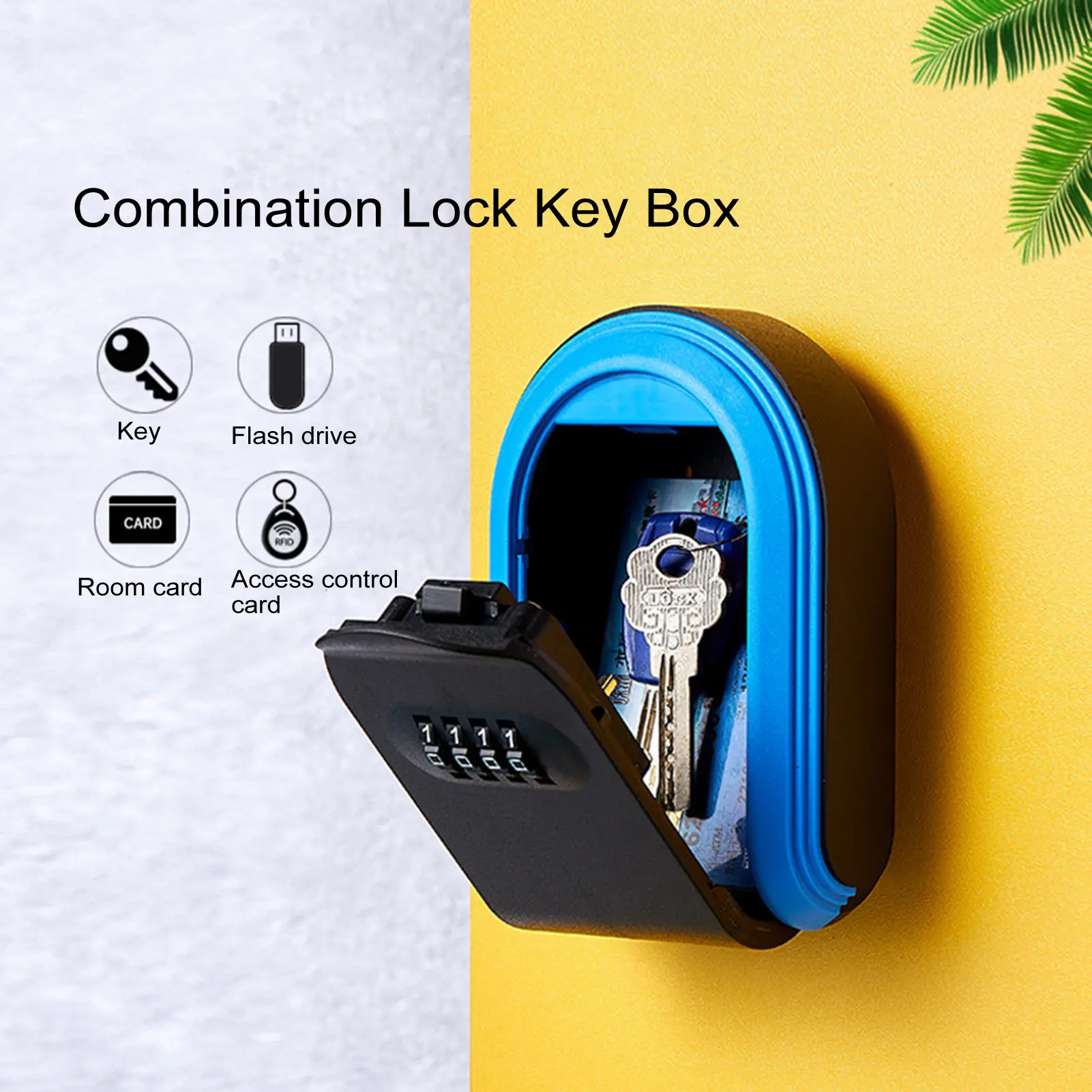 Qsuacd Combination Lock Key Box Home Office Garage Apartment Entrance Wall Mount Large Capacity 4 Digits Resettable Code House Key Lockbox