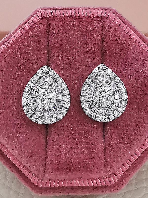 Women's Elegant Versatile Rhinestone Design Water Drop Shaped Stud Earrings, 1 Pair Trendy Exquisite Stud Earrings, Gorgeous Jewelry As Gift 7