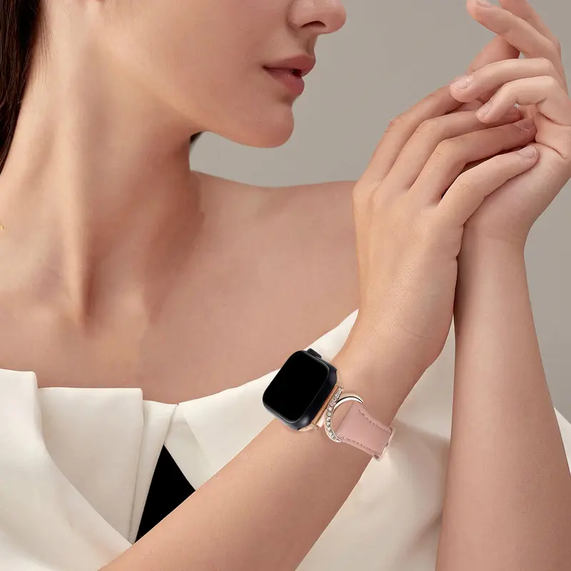 Fashionable Faux Leather Watch Band (Band Only), 1 Count C-shaped Buckle Watch Band for Apple Watch Series 10/9/SE/8/7/6/5/4/3/2/1, Smart Watch Accessories, Wearable, Smartwatch Strap 6