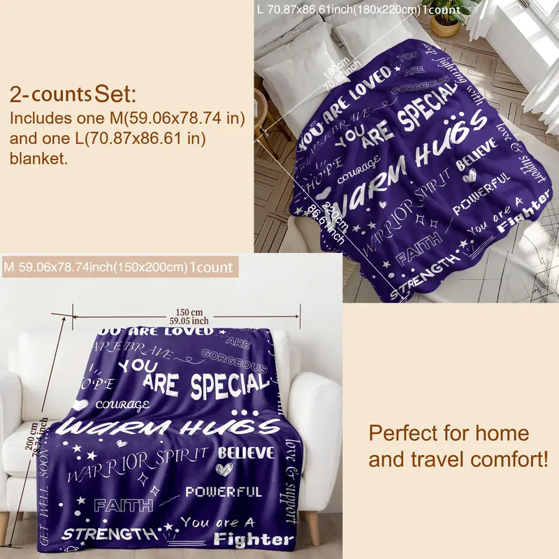 Letter Print Soft Blanket, 1 Count Warm Throw Blanket, Air-conditioned Room Blanket, Warm Nap Blanket for Home Office Travel 5