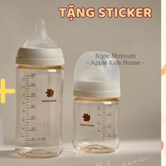 (Tặng Sticker) Bình sữa Green Finger nội địa Hàn  160/280ml núm siêu mềm cho bé- Bình tách lẻ set ko có hộp