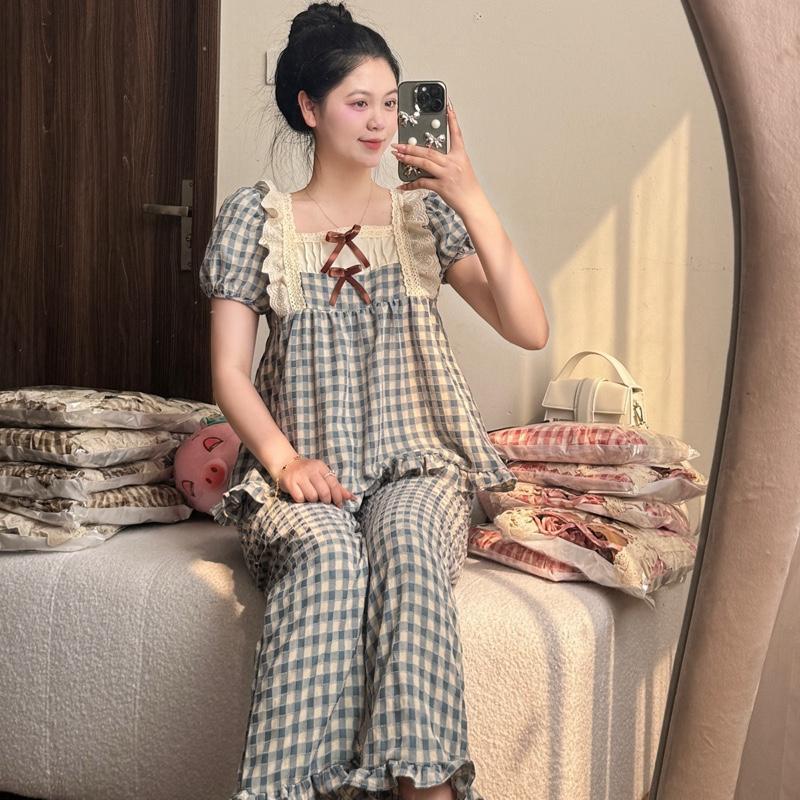Bộ Đồ Ngủ Nữ Pijama Chất Đũi Nhung Tiểu Thư HANI Thiết Kế Babydoll Đáng Yêu Chất Mềm Mịn Mát HK06 7