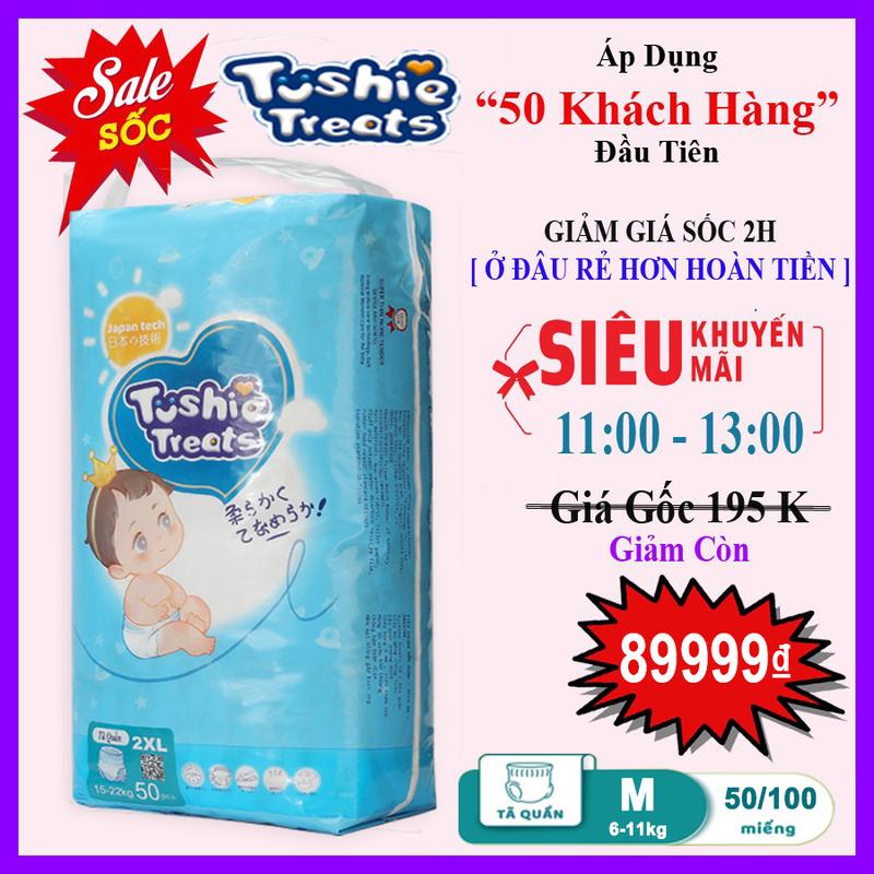  100 50 tả quần tã dán Tushie Treats Công nghệ ôm sát thấm hút thông thoáng NB S M L XL 2XL 3XL. 