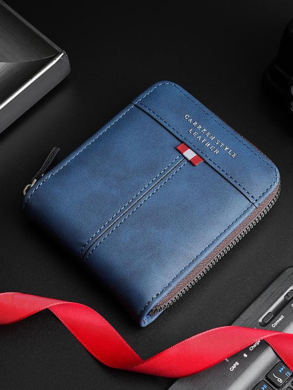 Men's Business Fashion Bifold Wallet with Card Slots,  Simple Style Plain Color Wallet & Card Holder, Casual Trendy Wallet for Work & Daily Use 1