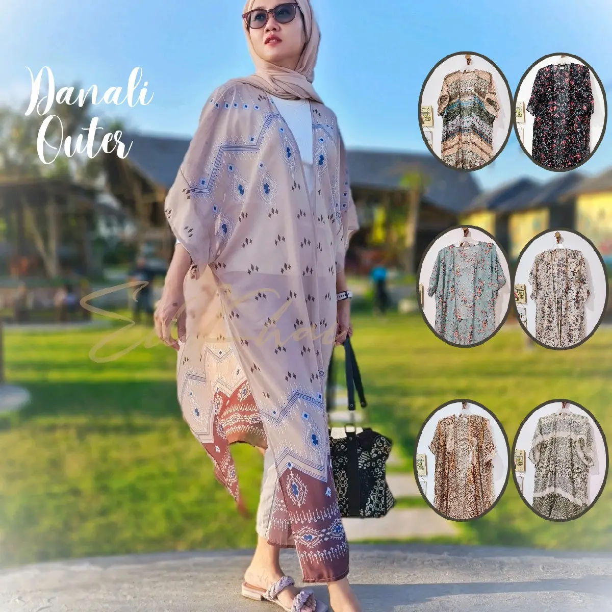 Cardigan Jumbo Denali Long Outer Motif Fit Muslim