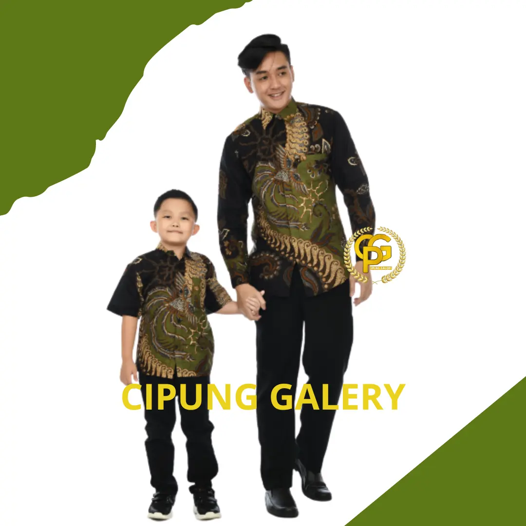 BATIK ANAK COUPLE AYAH MOTIF HIJAU PADI