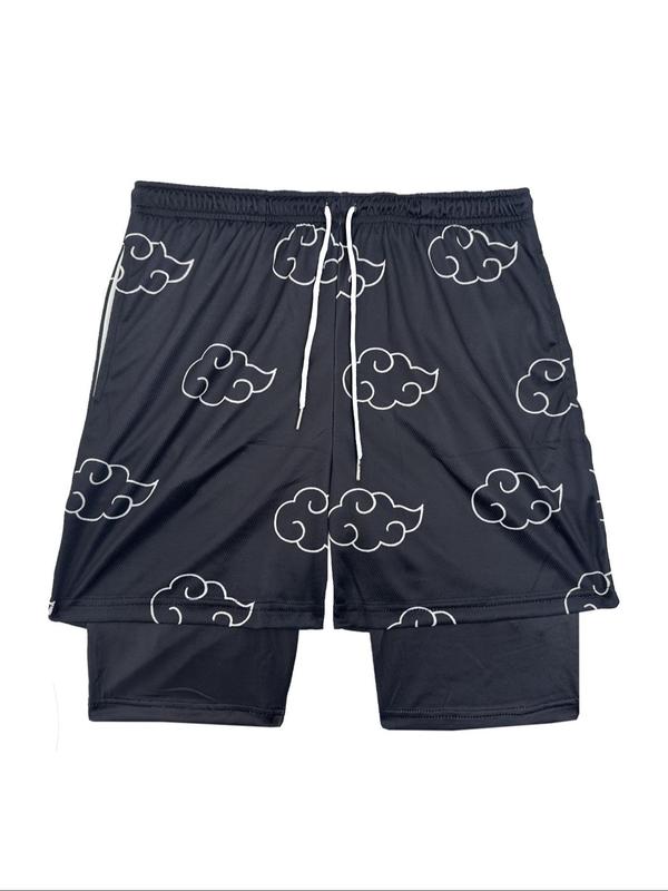 Men's Cloud Print Sports Shorts, Casual Breathable Quick Drying Shorts for Gym Workout Running, Mens Sport & Outdoor Clothing for All Seasons 0