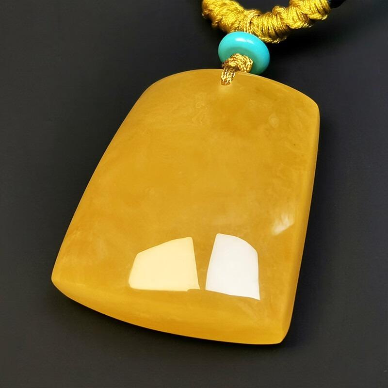 Product Introduction of Beeswax pendant, men's and women's square brand amber full of dense chicken oil yellow, good gift, safe and sound, everything goes well 1