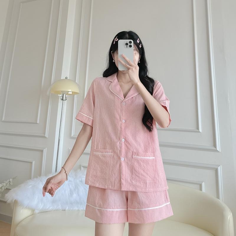Pyjama caro nhí hồng baby bận nhà cho nữ chất vải cao cấp nhiều màu dáng rộng hàng thiết kế  cho nữ BY DEADESIGNHOUSE 1