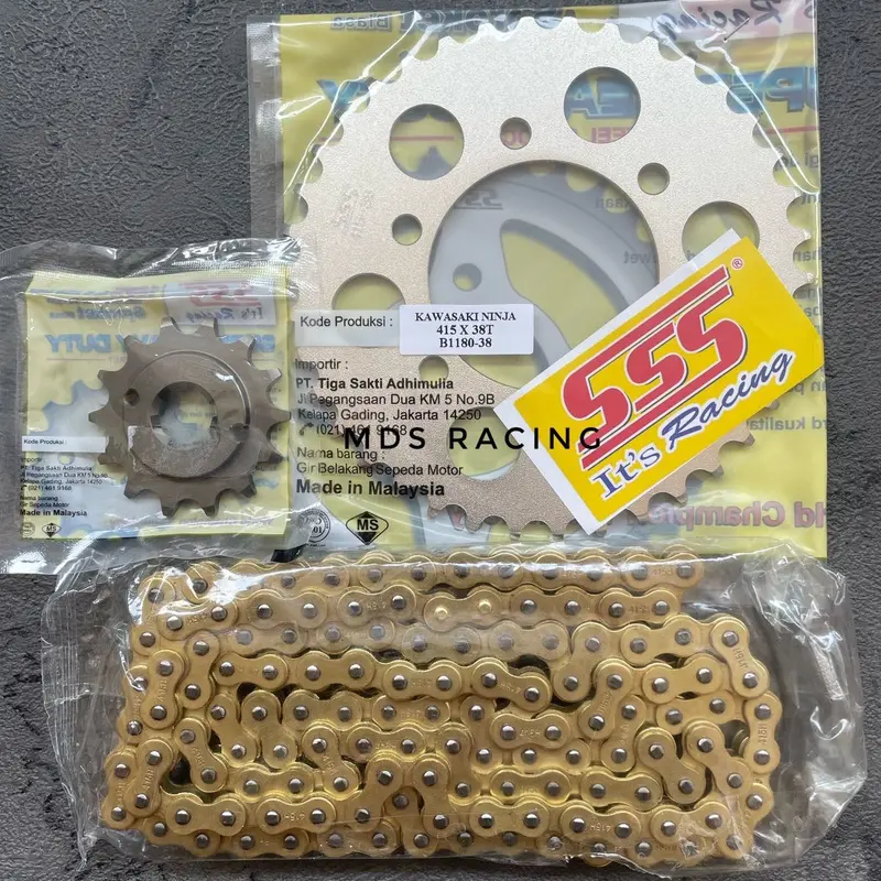 Gear Set Gir Set SSS 415 428 Ninja150R, Ninja RR, Ninja SS, Ninja S, Plus Rantai Gold polos Highquality (Bukan SSS) 2