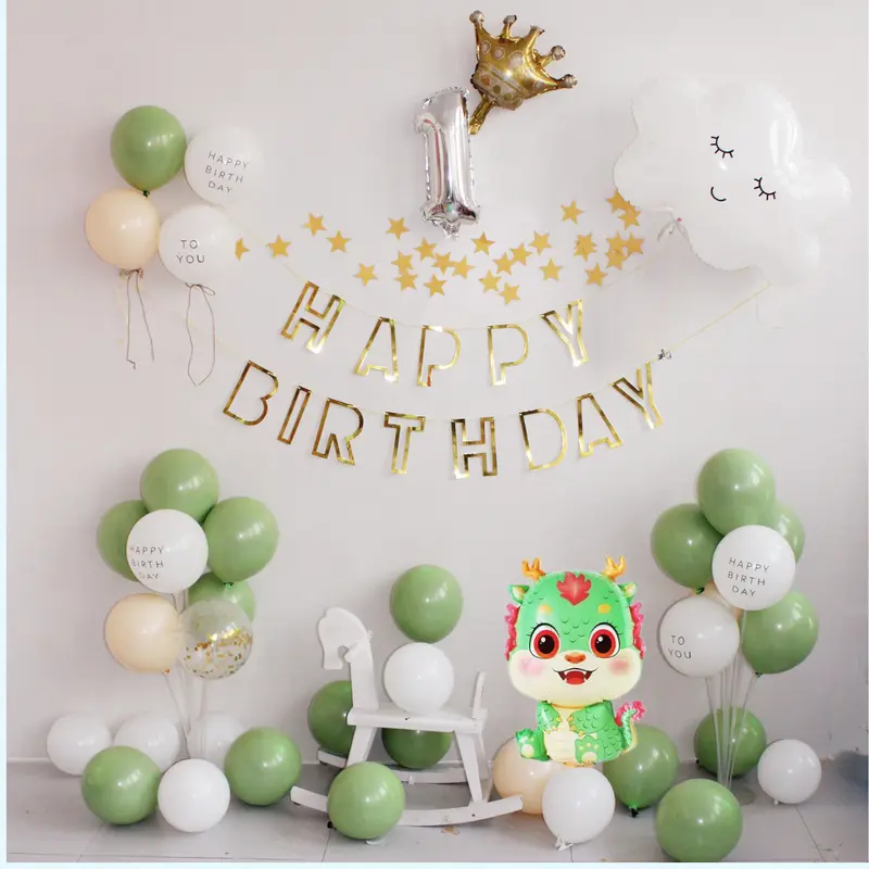Combo Set Bóng Bay Trang Trí Sinh Nhật Tuổi Rồng Vàng 999 Cho Bé Trai Và Bé Gái Tại Nhà Dễ Làm 5