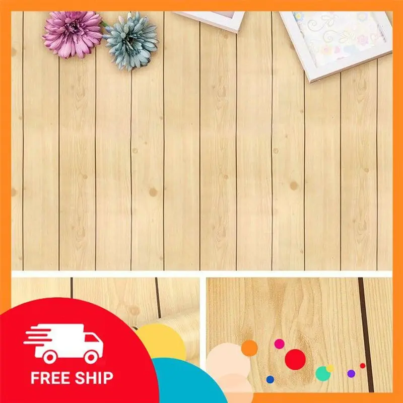 Giấy dán tường giả gỗ kícḣ thước 10 mét có keo sẵn chống thấm nước ẩm mốc, trang trí bàn, tủ khổ rông 45cm, decal giả gỗ 7