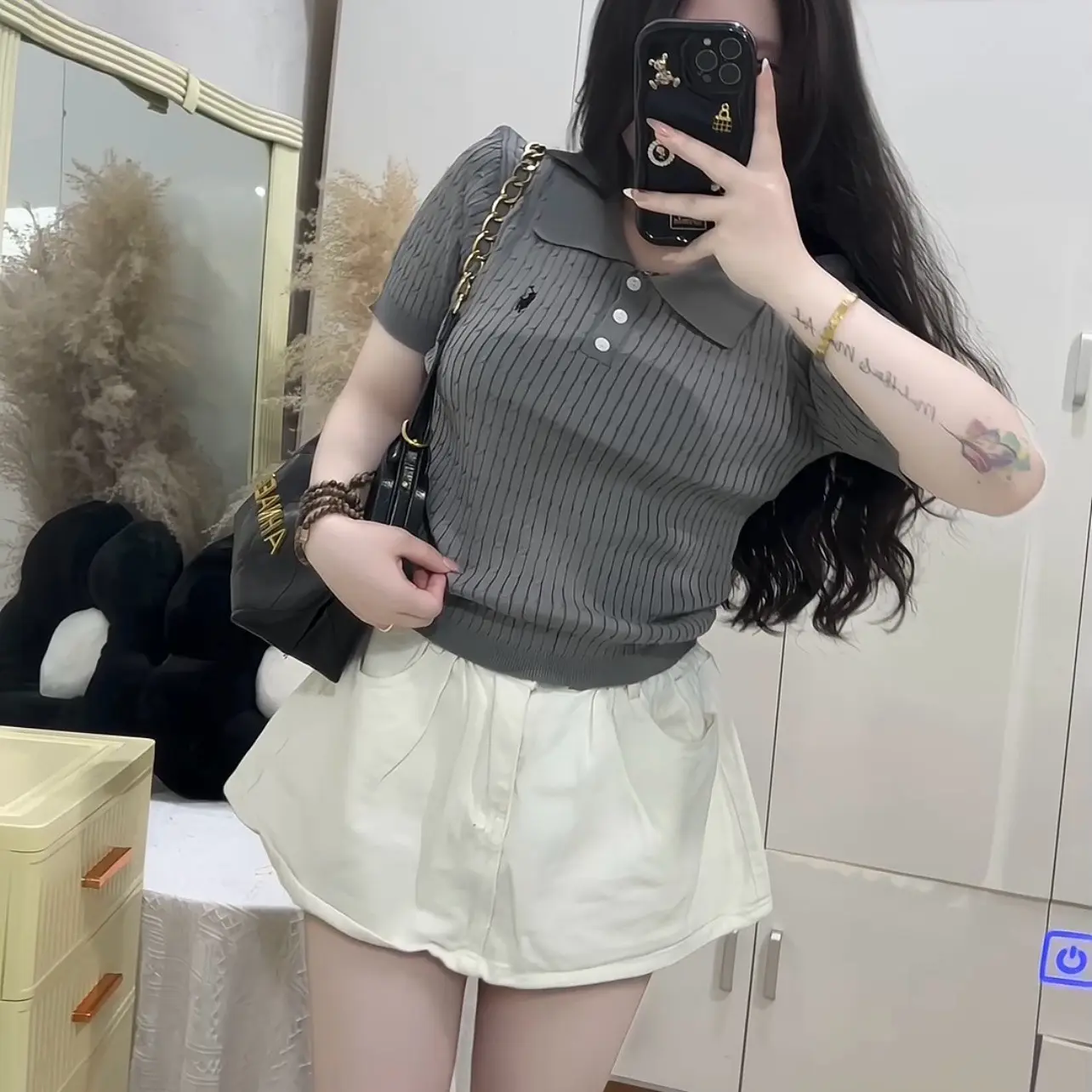Áo len tăm polo thêu ngựa