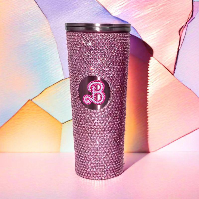 Product Introduction of Stainless steel cold drink cup, high-looking summer straw cup, lisa's same model with diamonds and diamond letter B water cup, thermos cup 4