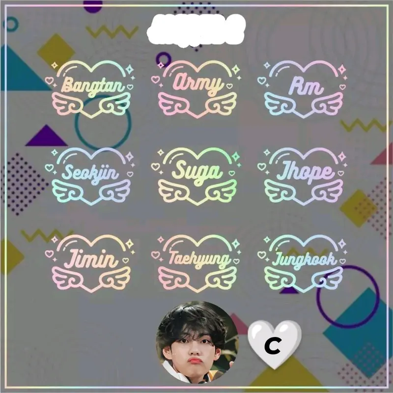 STIKER NAMA BTS LOGO LIGHSTICK HOLOGRAM ARMYBOM 2