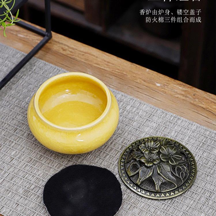 ( GIÁ SỈ ) Lư Xông Nụ Trầm Hương - Đỉnh Đốt Nhang Vòng Phong Thủy Bằng Gốm Sứ Vân Rạn Cao Cấp Kèm Lót Đế 8