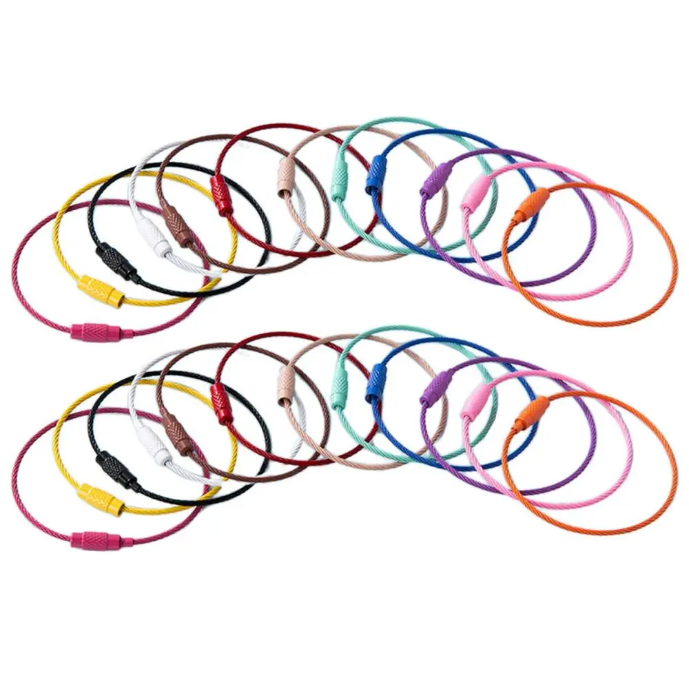 30x Colored Wire Keychain Cable 6in Stainless Steel Outdoor for Keyrings Key Fobs Carabiner Keepers Jewelry Key Holder Bracelet DIY Bike