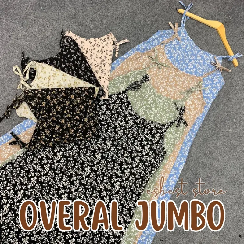 OVERALL JUMBO XXXL / JISOO OVERALL OUTER DRESS POLOS KOREAN LOOK MAYUNG MUSLIM JUMBO XXL / Overall dress Muat 40-90kg / SLOOPY OVERALL DRESS JUMBO operol  cewek  import Airflow Crinkle Maxi 1