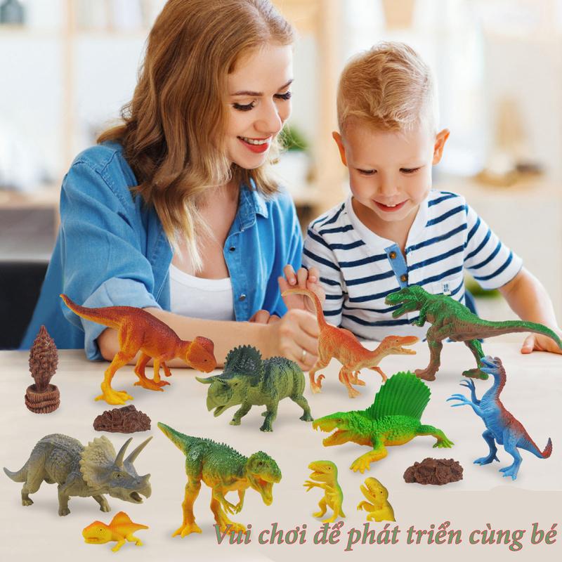 Product Introduction of Bộ đồ chơi 16 chi tiết mô hình khủng long mini cho bé ( 12 khủng long mini + 4 phụ kiện) 1