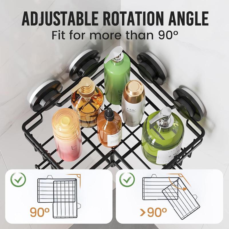 Shower Caddy Suction Cup Shower Shelf Suction Shower Basket Removable Powerful Shower Organizer Max Hold 22lbs Suction Bathroom Caddy Waterproof Shower Storage 7