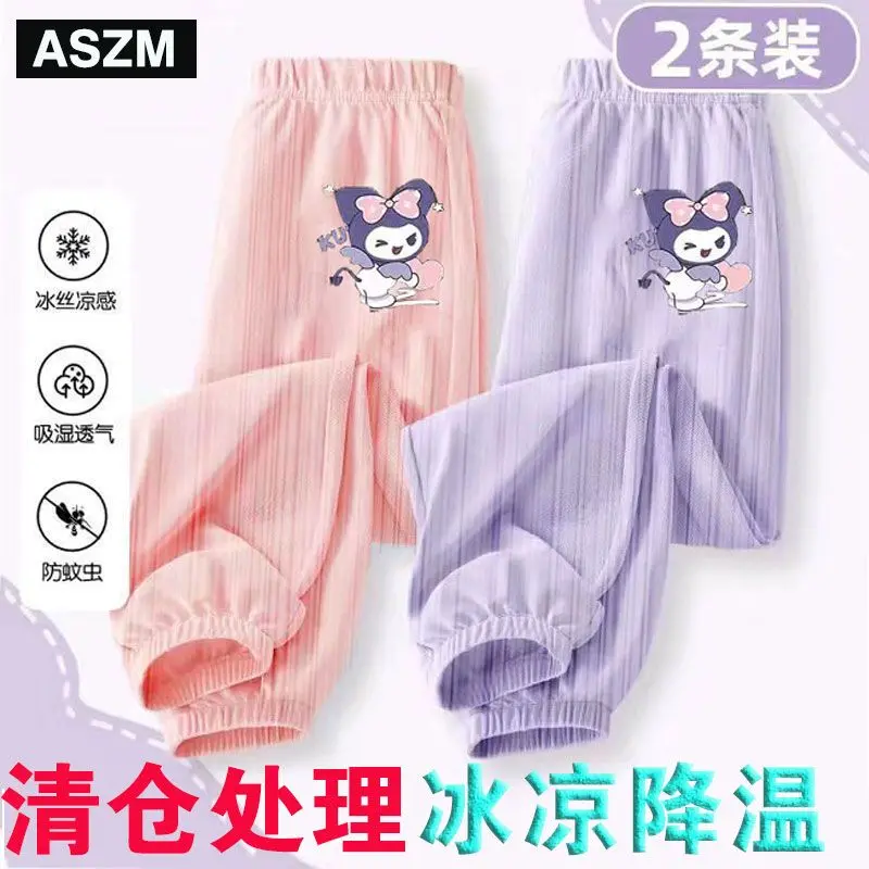 Quần Dài Chống Muỗi Lụa Lạnh Phong Cách Phương Tây Cho Bé Gái, Bộ Sưu Tập Mùa Hè Mới 2024, Quần Lomi Hoạt Hình bó ống Cho Bé Gái 0