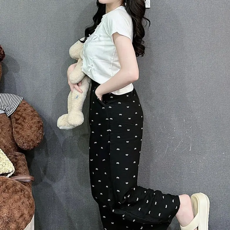 Bộ đồ nữ quần dài ống rộng họa tiết thêu nơ bigsize đến 85kg - Set đồ đi chơi, mặc ở nhà fullsize (40-85kg) 5