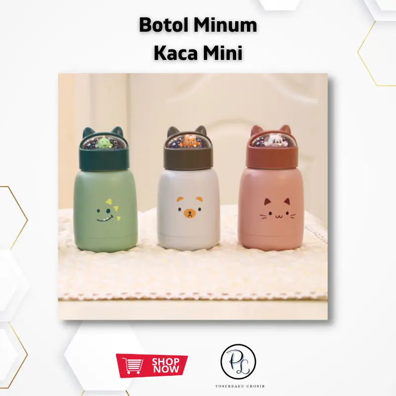 Botol  Minum Kaca Mini / Gelas Anak Tumbler Karakter 360mL 7