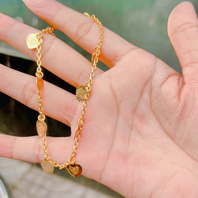 Lắc chân nữ đồng vàng ko đen dễ thương LD35 Chain